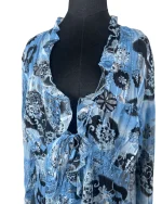 Y2K Notations Tie-Front Ruffled Blouse – Lightweight & Flowy - Image 3