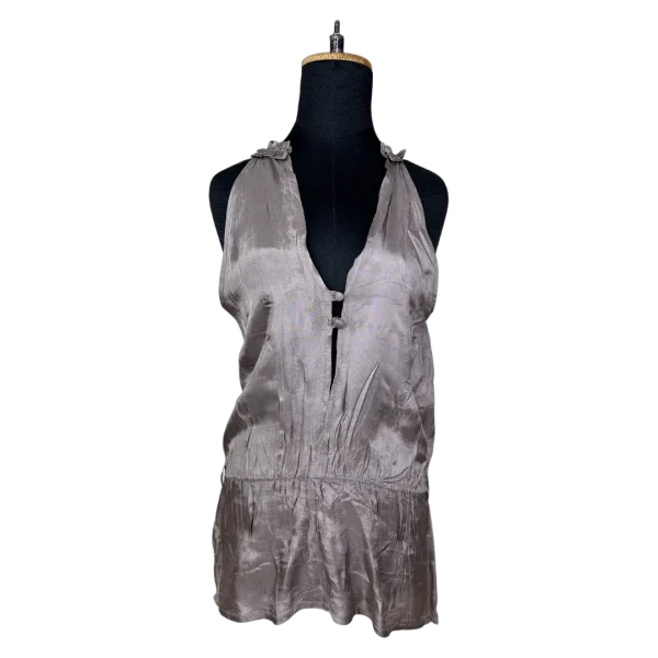 Y2K Silky Ruffle Back Blouse