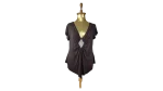 Y2K V-Neck Draped Top with Silver Rhinestone Embellishment