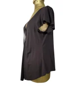 Y2K V-Neck Draped Top with Silver Rhinestone Embellishment - Image 3