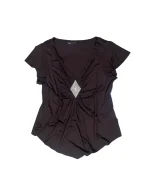 Y2K V-Neck Draped Top with Silver Rhinestone Embellishment - Image 5