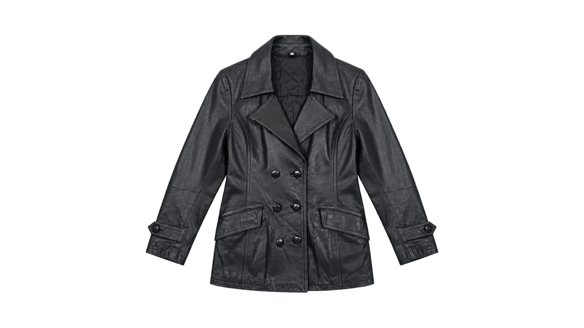 FNK483 Black Women’s Genuine Leather Jacket - Image 1