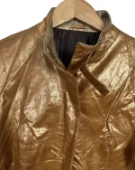 Phoenix Metallic Gold Genuine Leather Women's Jacket - Image 3