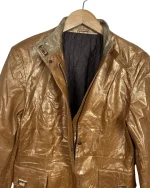 Phoenix Metallic Gold Genuine Leather Women's Jacket - Image 4