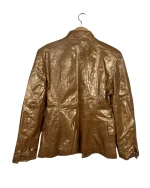 Phoenix Metallic Gold Genuine Leather Women's Jacket - Image 7