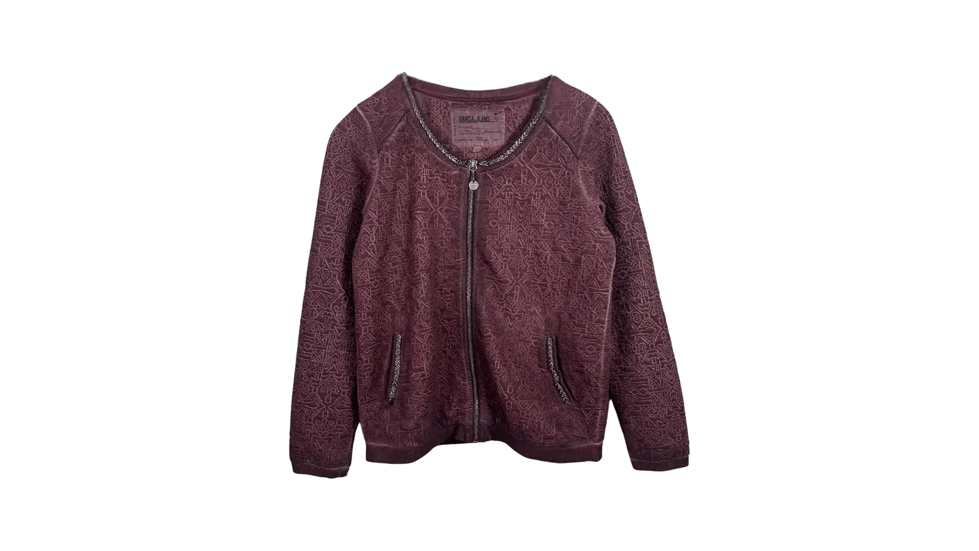 FNK504 Garcia Jeans Textured Embellished Women's Jacket - Image 1