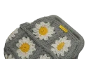 Grey Daisy Crochet Clutch Bag - Image 2