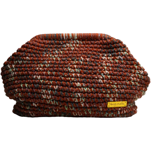 Burgundy Multicolor Crochet Clutch Bag