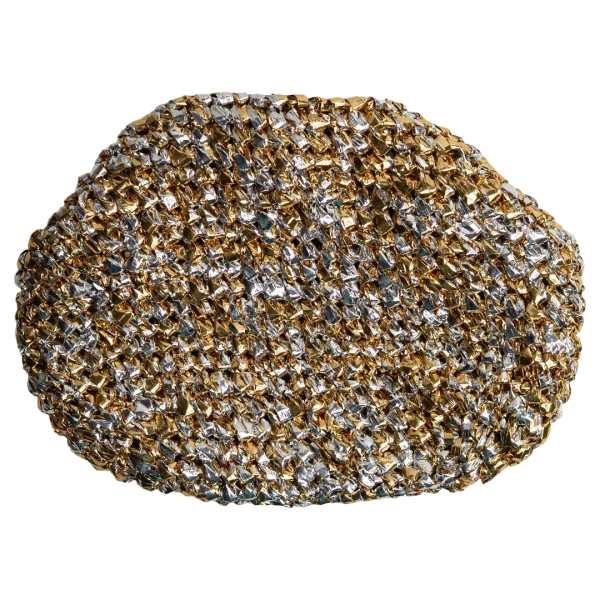 Gold & Silver Crochet Clutch Bag