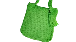 Green Crochet Tassel Tote Bag - Image 2