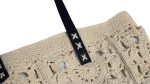 Cream Crochet Tote with Navy Handles - Image 7