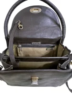Dark Brown Leather Top-Handle Bag - Image 10