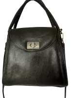 Dark Brown Leather Top-Handle Bag - Image 2