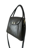 Dark Brown Leather Top-Handle Bag - Image 3