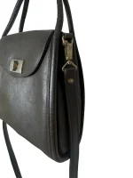 Dark Brown Leather Top-Handle Bag - Image 4