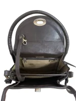 Dark Brown Leather Top-Handle Bag - Image 9