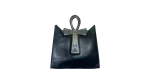 Egyptian Black Leather Ankh Statement Bag