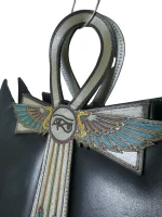 Egyptian Black Leather Ankh Statement Bag - Image 5
