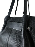 Genuine Leather Shoulder Bag with Belt Detailing - Image 3