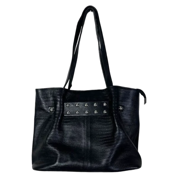 Genuine Leather Shoulder Bag with Belt Detailing