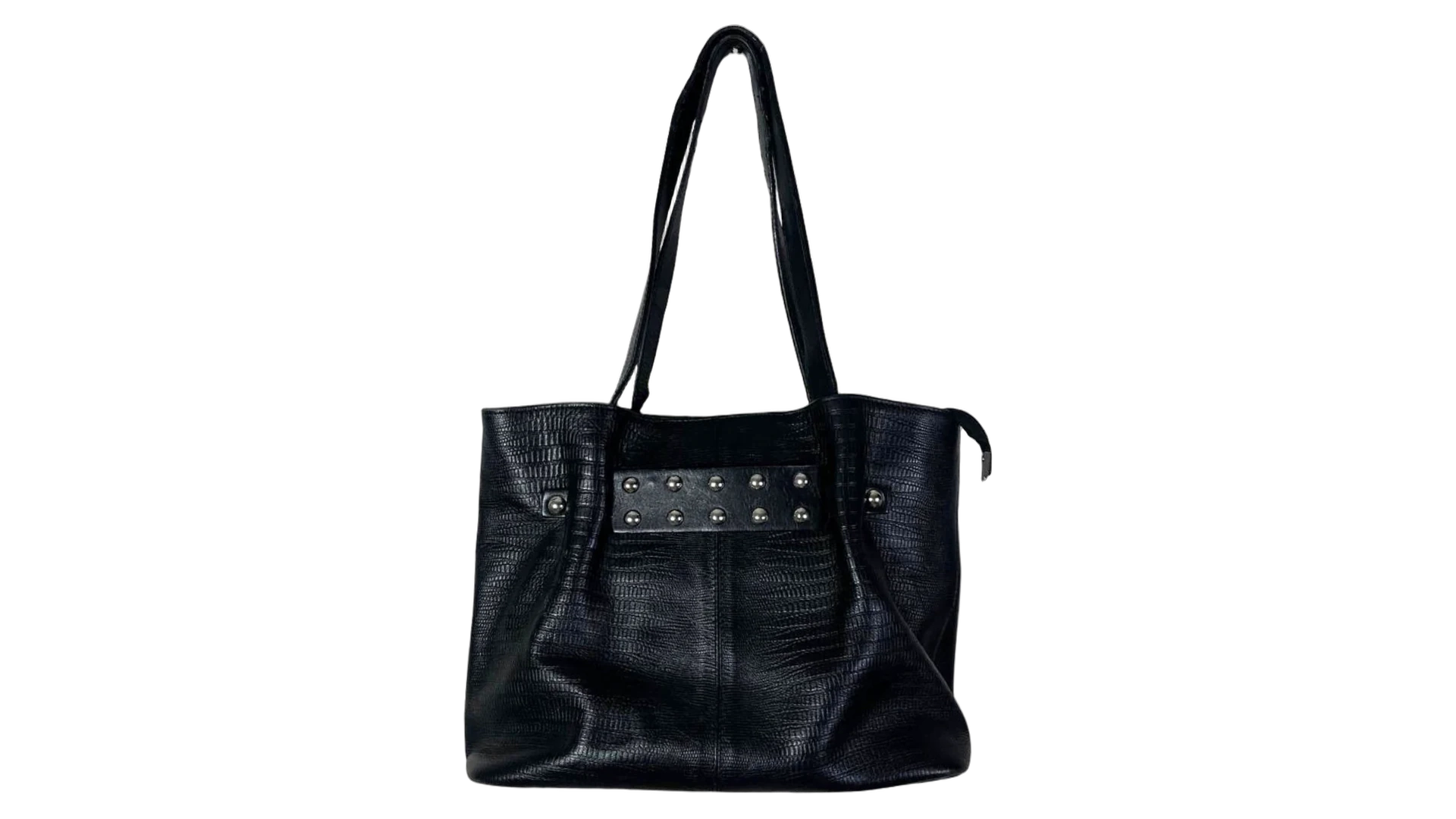FNK524 Genuine Leather Shoulder Bag with Belt Detailing - Image 1