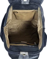 Leather Home Suede Handbag with Reptile Texture Handles - Image 3