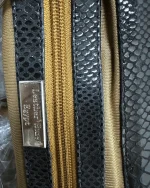 Leather Home Suede Handbag with Reptile Texture Handles - Image 4