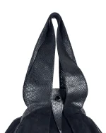 Leather Home Suede Handbag with Reptile Texture Handles - Image 5