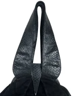 Leather Home Suede Handbag with Reptile Texture Handles - Image 6