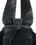 Leather Home Suede Handbag with Reptile Texture Handles - Image 7