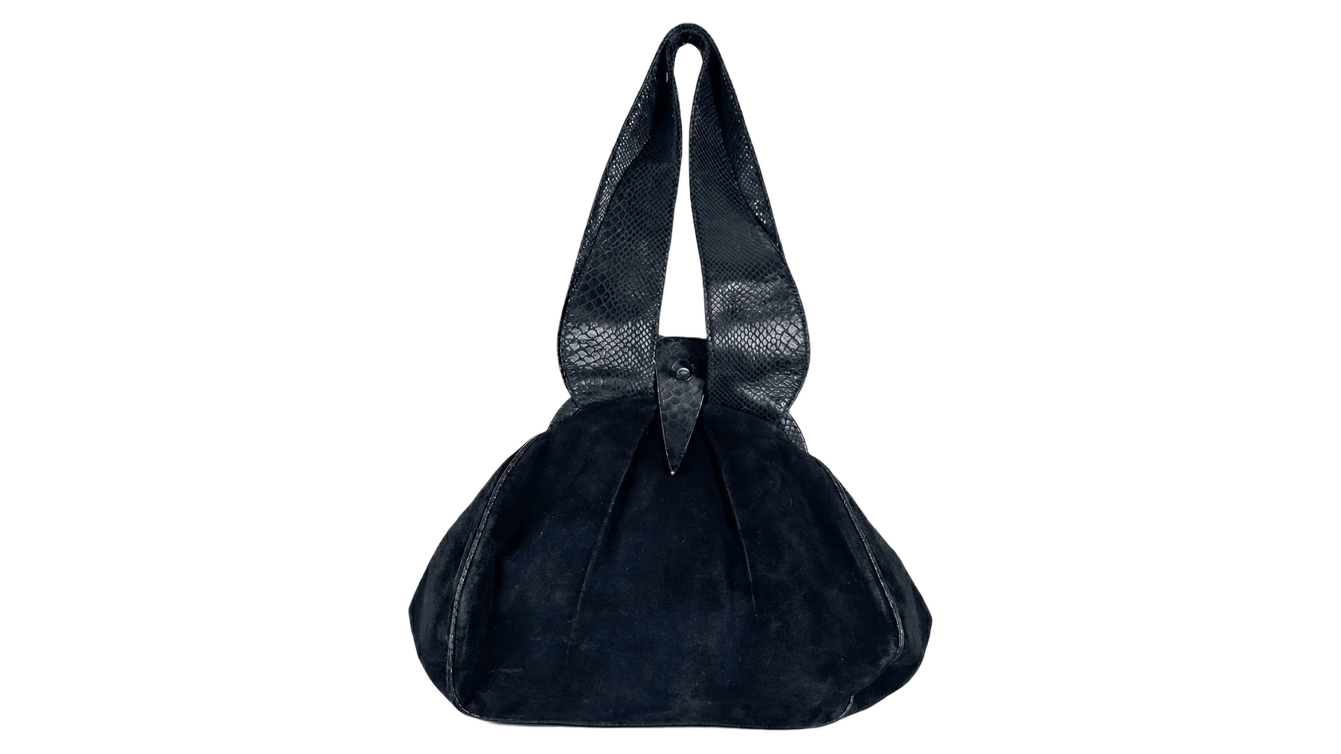 FNK526 Leather Home Suede Handbag with Reptile Texture Handles - Image 1
