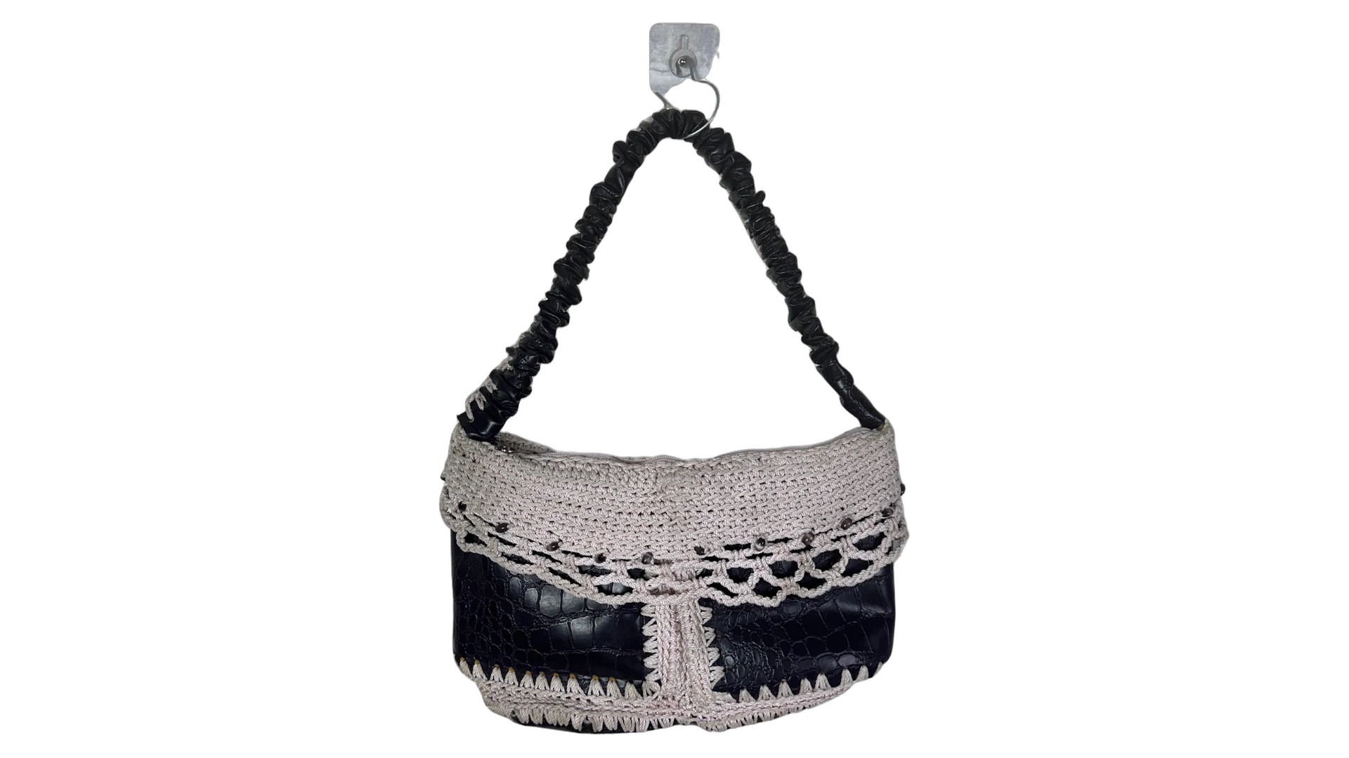 FNK531 Tricot and Leather Shoulder Bag - Image 1