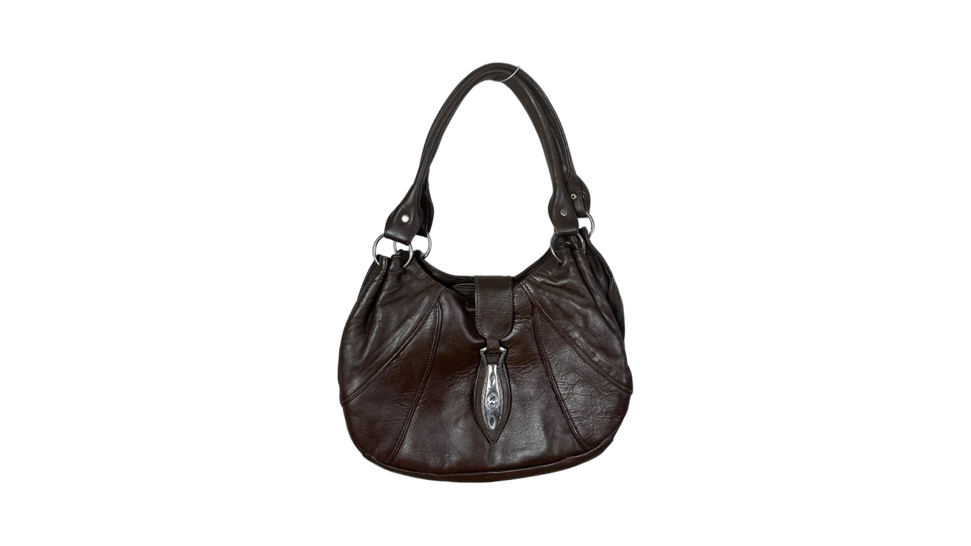 FNK533 Brown Genuine Leather Shoulder Bag - Image 1