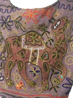 Purple Embroidered Camel Boho Bag - Image 3