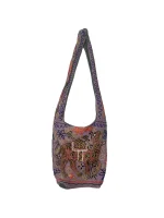 Purple Embroidered Camel Boho Bag - Image 5