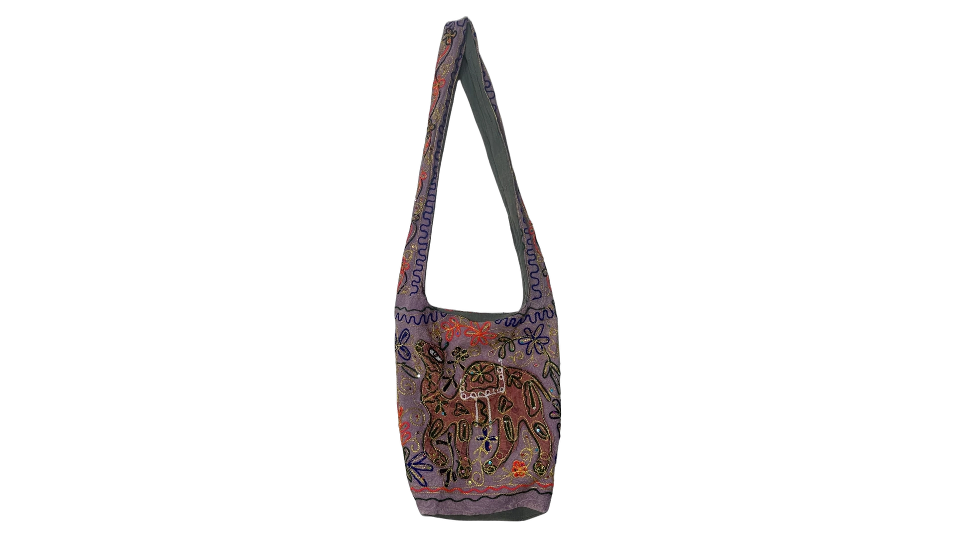 FNK538 Purple Embroidered Camel Boho Bag - Image 1