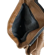 Tan Leather Messenger Crossbody Bag w/ Hair-On Cowhide Panel - Image 4