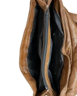 Tan Leather Messenger Crossbody Bag w/ Hair-On Cowhide Panel - Image 5