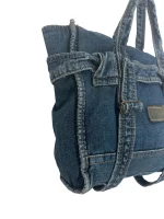 Y2K Denim Tote with Buckle Details - Image 3
