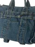 Y2K Denim Tote with Buckle Details - Image 7
