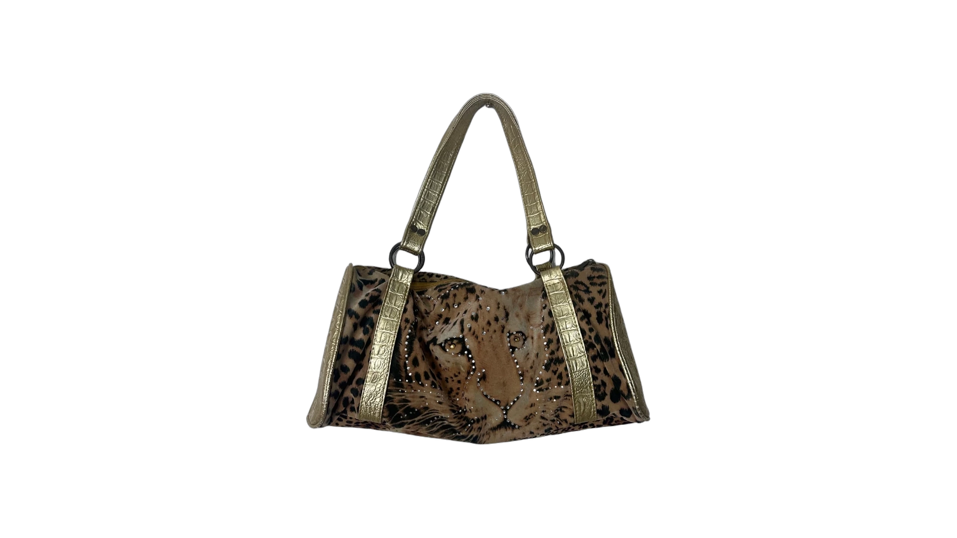 FNK541 Y2K Rhinestone Leopard Print Shoulder Bag - Image 1