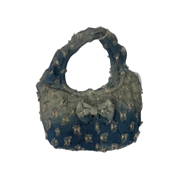 Y2K Distressed Denim Mini Bag with Bow Detail