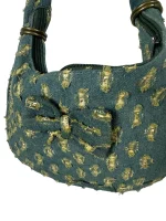 Y2K Distressed Denim Mini Shoulder Bag with Bow Detail - Image 3