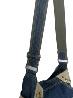 Y2K Grunge Denim Shoulder Bag with Grommet Details - Image 5
