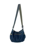 Y2K Grunge Denim Shoulder Bag with Grommet Details - Image 8