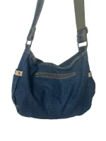 Y2K Grunge Denim Shoulder Bag with Grommet Details - Image 9