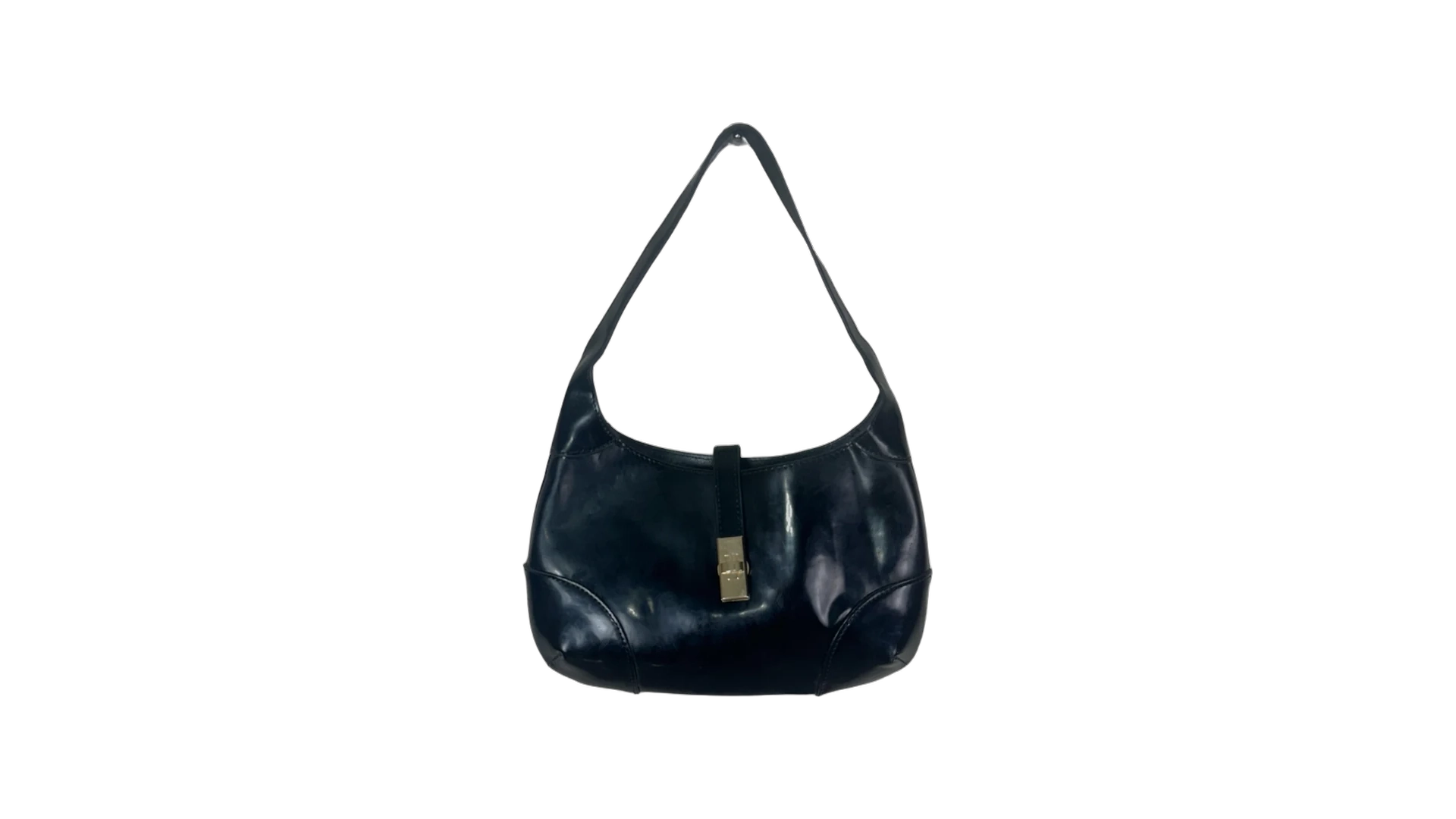 FNK546 Y2K Sleek Glossy Leather Shoulder Bag - Image 1