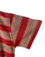 Red Striped Woven Polo Shirt with Front Pockets - Image 3