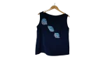 Black Tank-top with Leaf Rhinestones Detailing