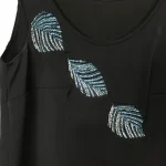 Black Tank-top with Leaf Rhinestones Detailing - Image 2